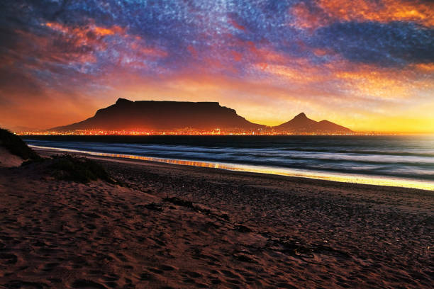 Table Mountain sunset from Blouberg beach