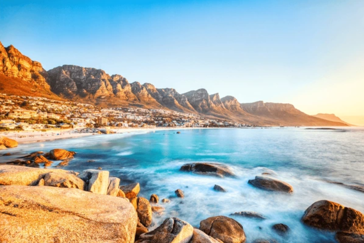 Camps Bay with twelve apostles in background