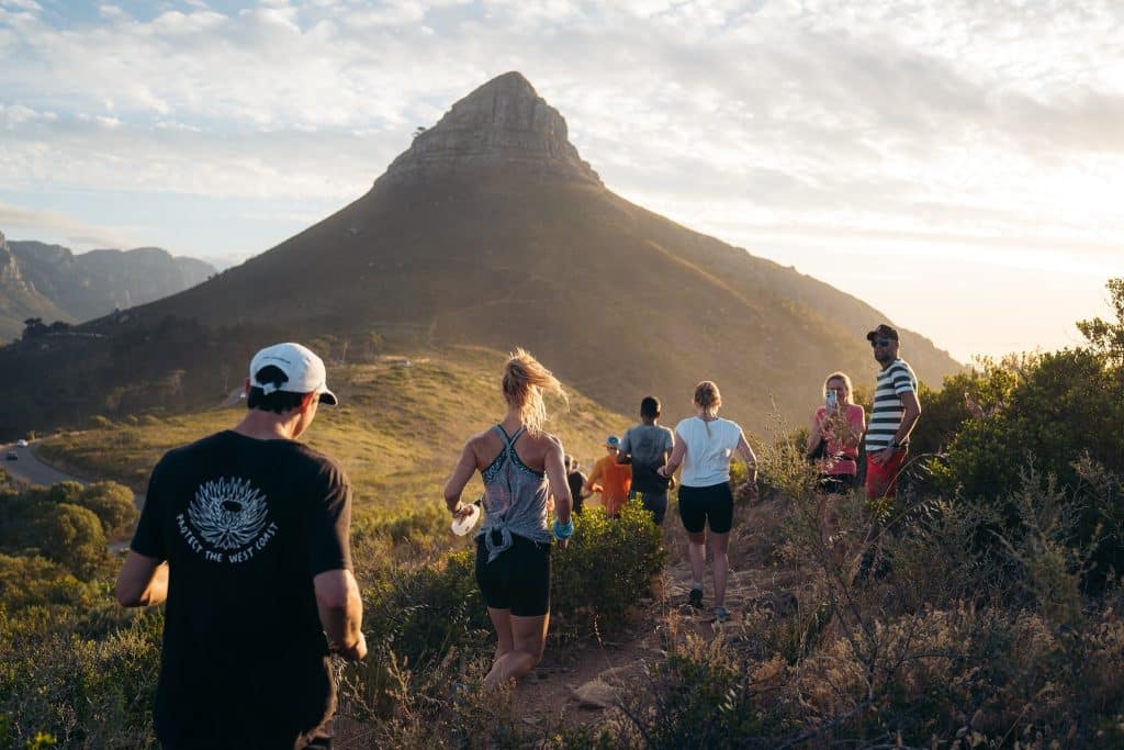 group of trail runners on table mountain
